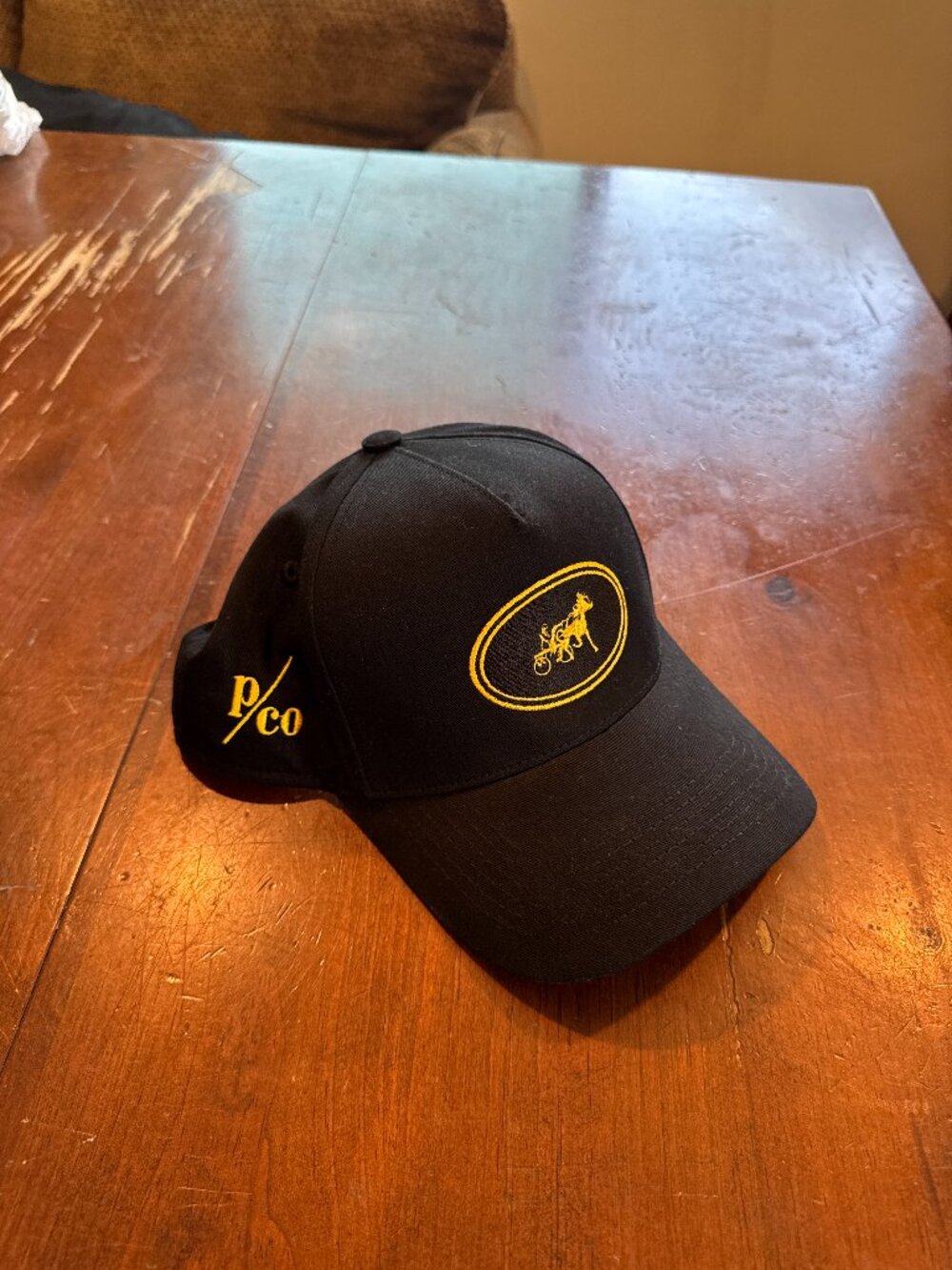 Black & Gold Harness Racing Snapback – “p/co” 1982, Made in USA